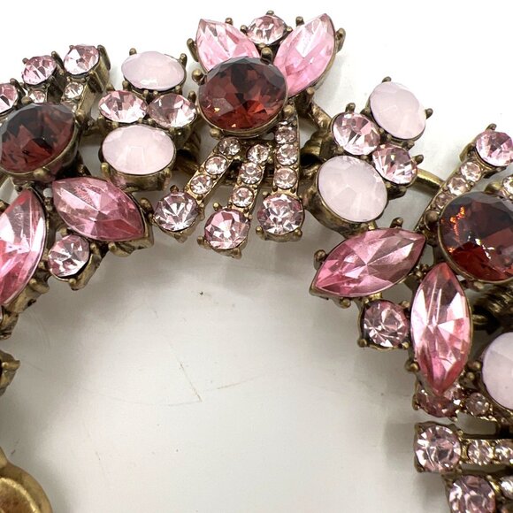 Vintage Pink Rhinestone Bracelet Aurora Style Opaline Cabochons 6.75” - Picture 2 of 9